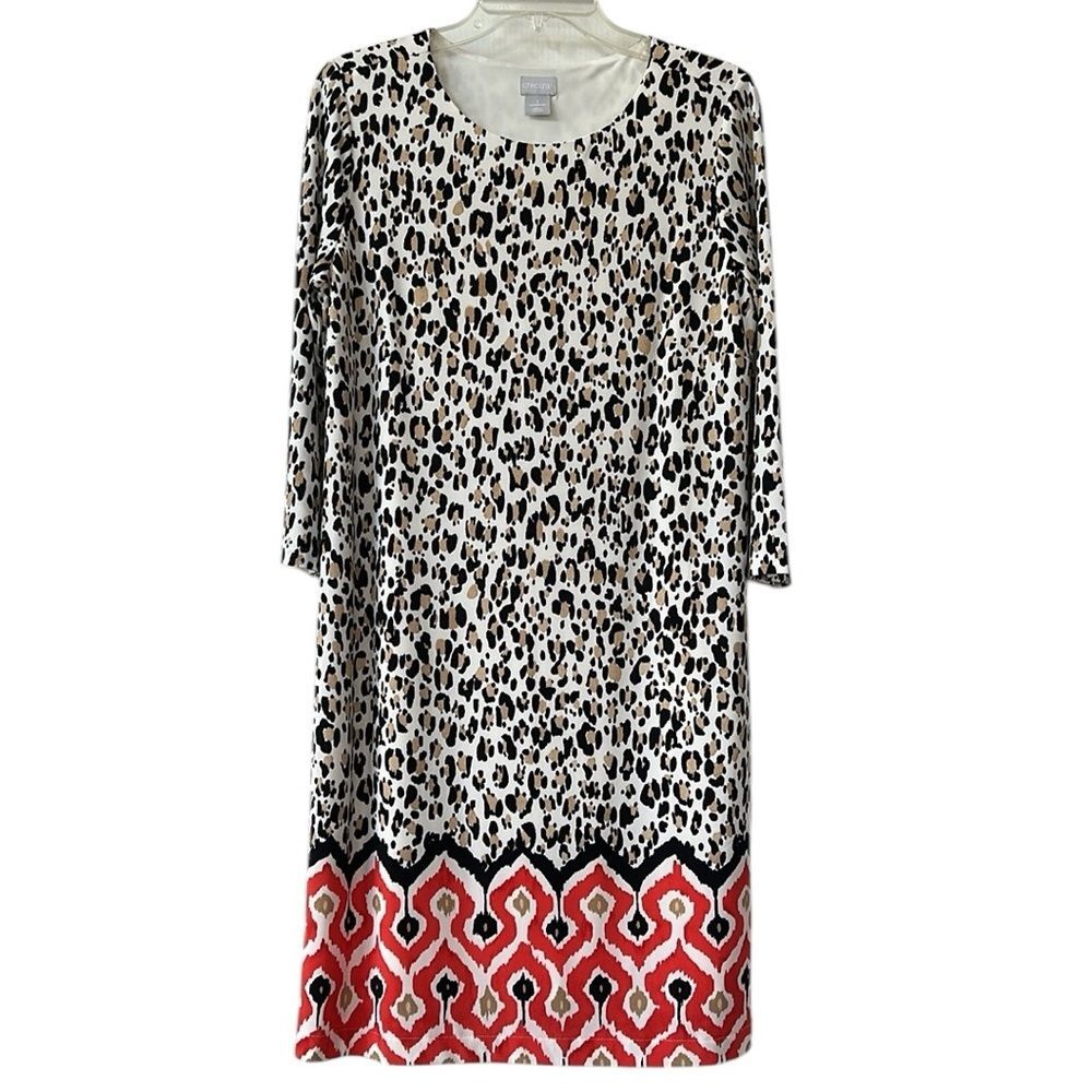 Chico’s Animal Print Shift Dress Medium Size 1